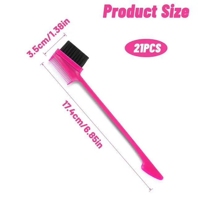 Alt view image 2 of 7 - 21pcs Double Sided Edge Control Hair Brush Comb 3 in 1 Hair Edge Brush with Soft Bristles Smooth Brushes Hairs Comb HairStyling Set Rat Tail Combs Natural Eyebrow Brushes for Women Bangs Hairline Lash
