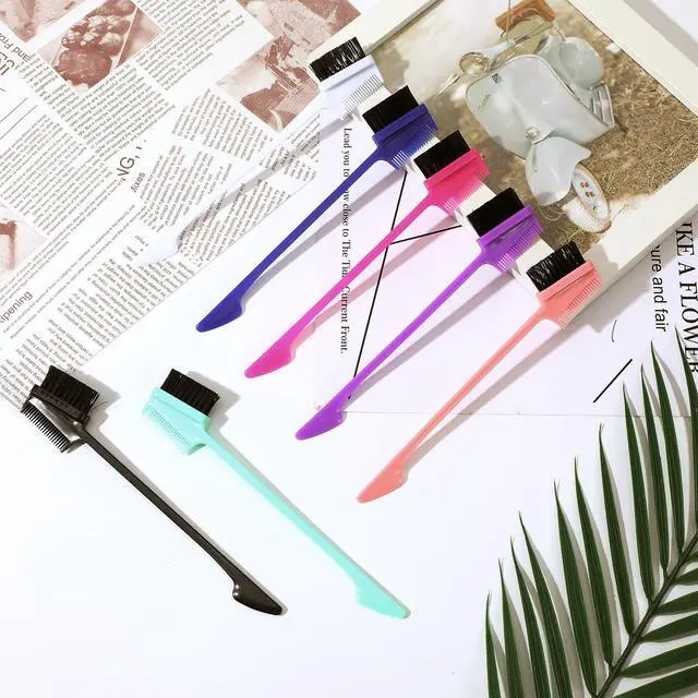 Alt view image 4 of 7 - 21pcs Double Sided Edge Control Hair Brush Comb 3 in 1 Hair Edge Brush with Soft Bristles Smooth Brushes Hairs Comb HairStyling Set Rat Tail Combs Natural Eyebrow Brushes for Women Bangs Hairline Lash