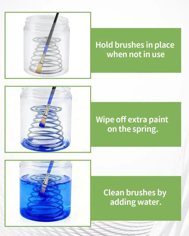 Alt view image 5 of 7 - Paint Brush Cleaner Tool - 2 Pack Brush Cleaning Cup with Removable Spring Coil for Oil, Acrylic, Watercolor Painting Art Supplies