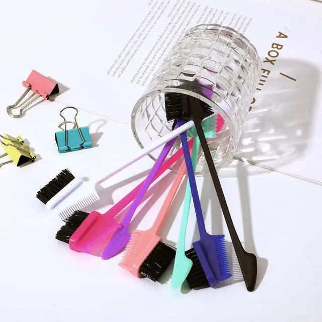 Alt view image 7 of 7 - 21pcs Double Sided Edge Control Hair Brush Comb 3 in 1 Hair Edge Brush with Soft Bristles Smooth Brushes Hairs Comb HairStyling Set Rat Tail Combs Natural Eyebrow Brushes for Women Bangs Hairline Lash