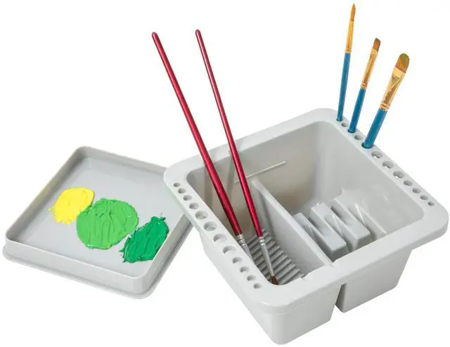 Main image of Paint Brush Cleaner, Paint Brush Holder and Organizers for Acrylic, Watercolor, and Water-Based Paints (Grey)