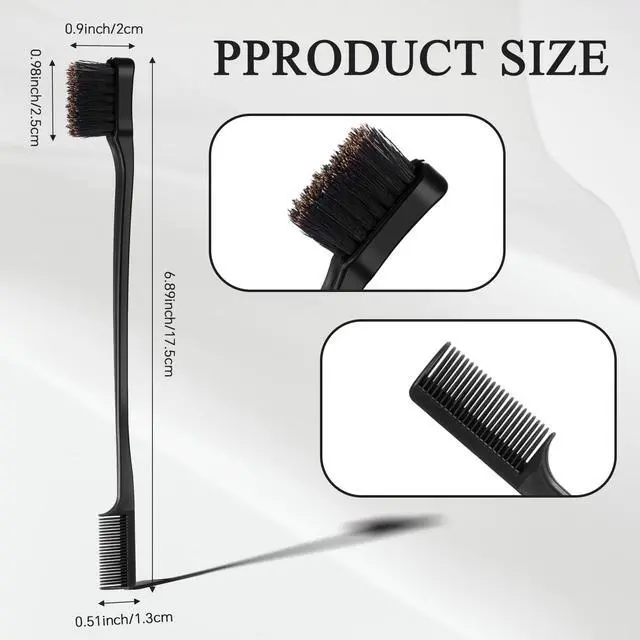 Alt view image 2 of 5 - 5 Pieces Hair Edge Brush Bulk Double Sided Control Hair Brush Comb Combo Pack Smooth Comb Grooming (Black)