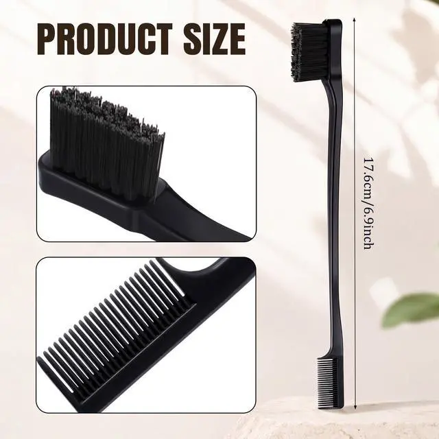 Alt view image 2 of 7 - 10 Double Sided Edge Control Hair Edge Brush and Comb Combo Pack, Smooth Grooming for Women and Girls(Rose and Black)