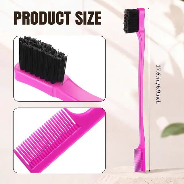 Alt view image 3 of 7 - 10 Double Sided Edge Control Hair Edge Brush and Comb Combo Pack, Smooth Grooming for Women and Girls(Rose and Black)