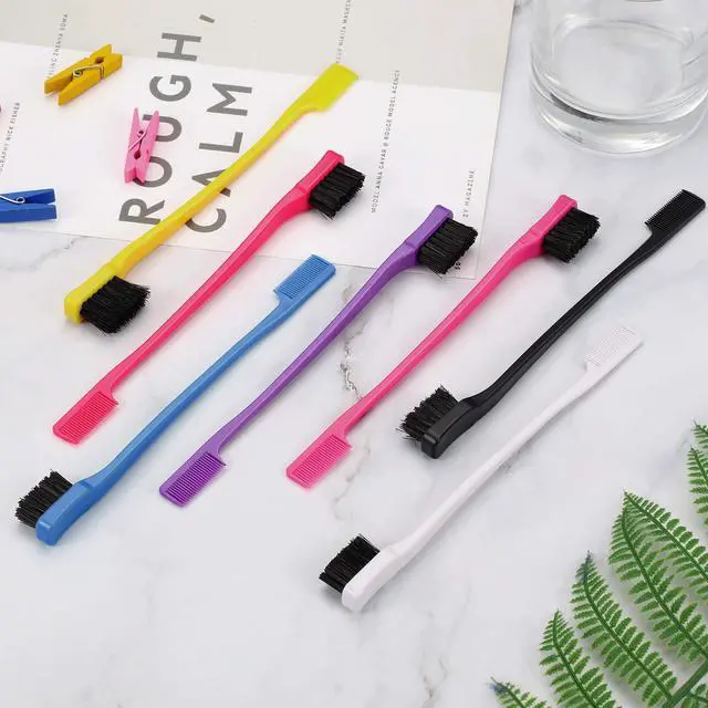 Alt view image 6 of 7 - 14 Pcs Hair Edge Brush Bulk Double Sided Edge Control Eyebrow Brush Black Hair Comb Smooth Grooming for Women, 7 Colors