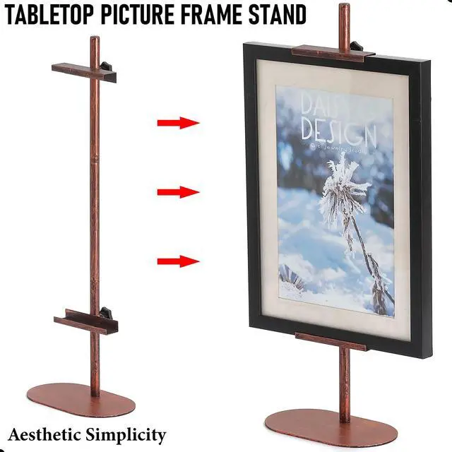 Alt view image 7 of 7 - Adjustable Easel Stands for Display, Tabletop Easel Stand for Picture Frames up to 28", Antique Heavy Duty Sign Stand for Art Paintings Photos, Picture Easel with Base for Home Office Galleries