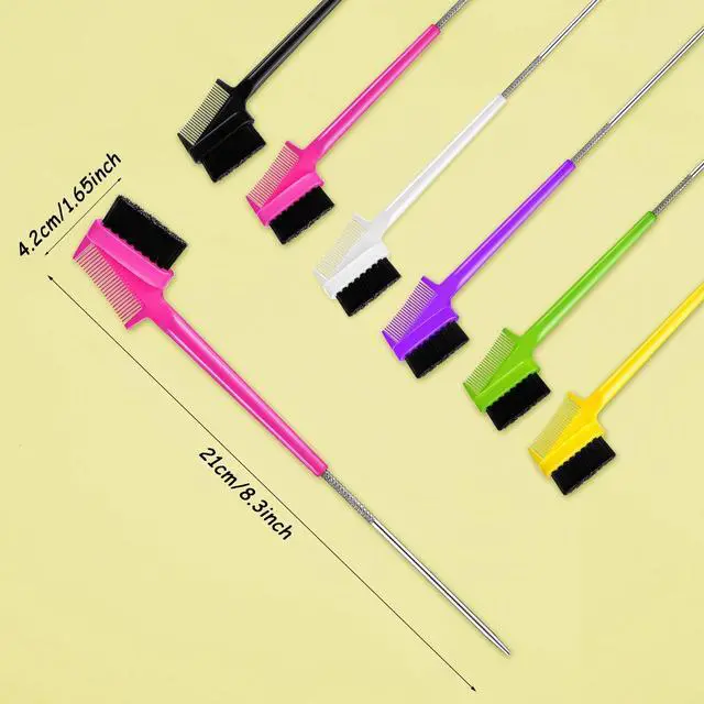 Alt view image 2 of 7 - Assorted Colors Hair Styling Grooming Kit - 12 Pieces Including Rat Tail Comb, Double-Sided Hair Brush, and Smooth Edge Combs for Combing and Styling