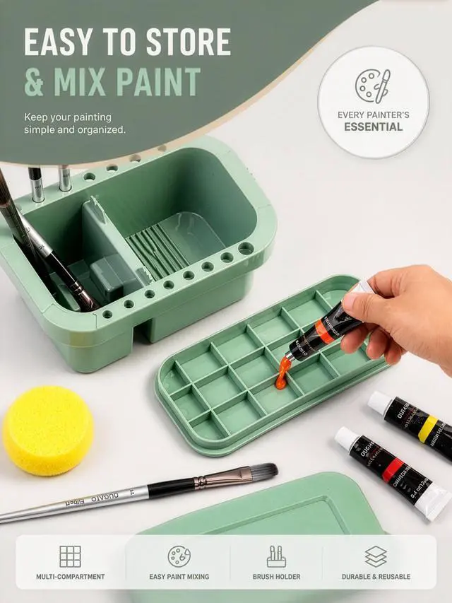 Alt view image 5 of 7 - 3-in-1 Paint Brush Cleaner, Brush Basin Washer, Green
