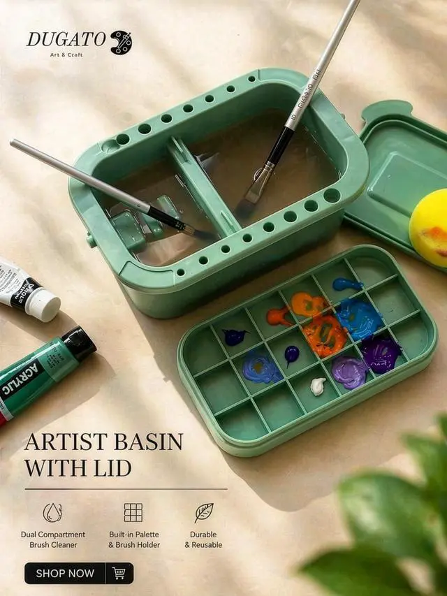 Alt view image 7 of 7 - 3-in-1 Paint Brush Cleaner, Brush Basin Washer, Green