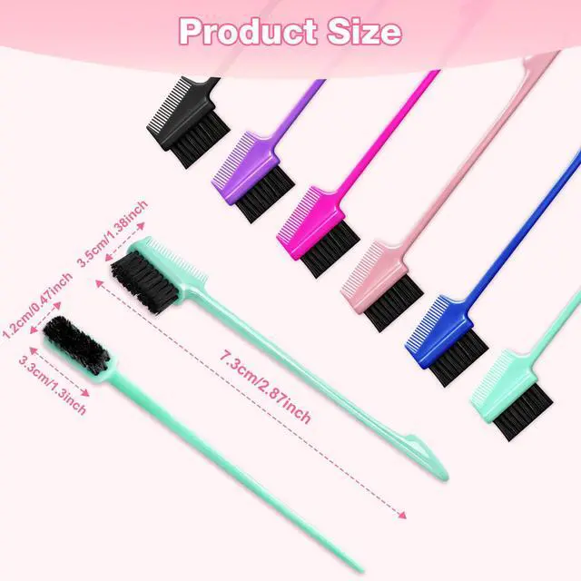 Alt view image 2 of 7 - 36 PCS 3 in 1 Hair Edge Brushes Bulk Double Sided Hair Brush Comb Bulk Set, Hairs Edges Styler Fine Tooth Combs, Rat Tail Comb Combing, Slicking Hair for Women, Styling Tools, 6 Colors
