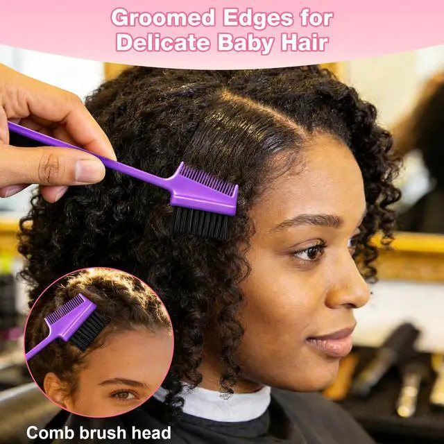 Alt view image 4 of 7 - 36 PCS 3 in 1 Hair Edge Brushes Bulk Double Sided Hair Brush Comb Bulk Set, Hairs Edges Styler Fine Tooth Combs, Rat Tail Comb Combing, Slicking Hair for Women, Styling Tools, 6 Colors