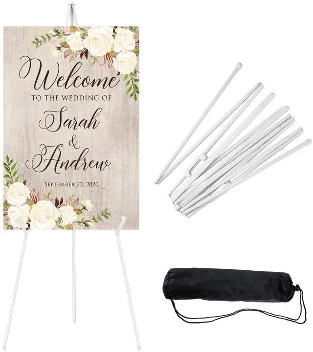 Main image of 1PCS White Easel Stand for Wedding Sign Stand, 66 Inches Lightweight Adjustable Art Poster Board Stand for Display Wedding Welcome Sign, Metal Easel Stand for Painting with Portable Bag