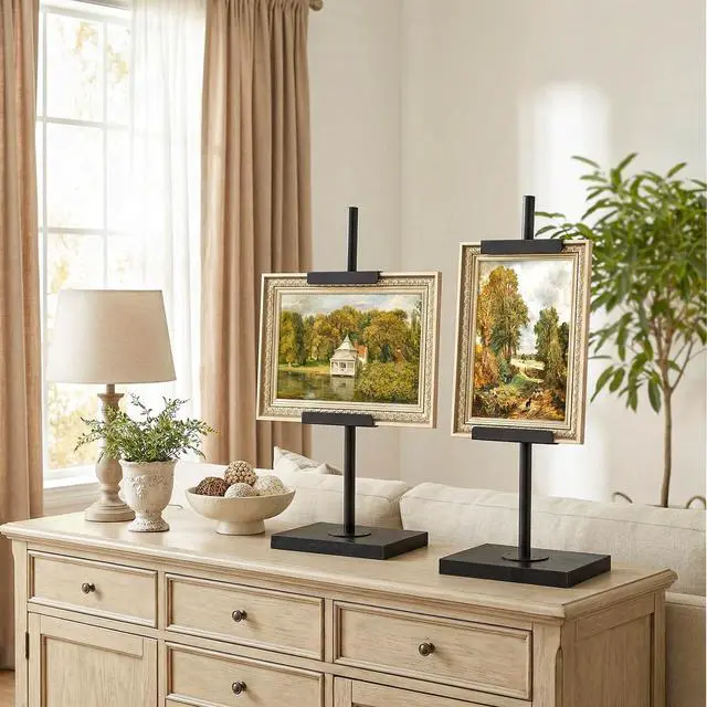 Alt view image 3 of 7 - Adjustable Tabletop Easel Stand up to 24", Stable Metal Picture Frame Stand for Display Artwork, Photo, Signs, 9.4" x 5.9" Table Top Easel for Office, Living Room, Bedroom, Black TCJ24BB