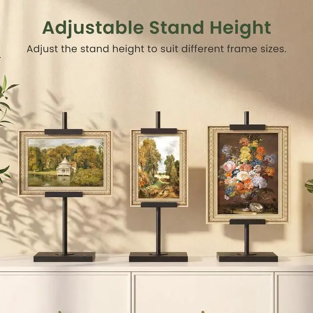 Alt view image 4 of 7 - Adjustable Tabletop Easel Stand up to 24", Stable Metal Picture Frame Stand for Display Artwork, Photo, Signs, 9.4" x 5.9" Table Top Easel for Office, Living Room, Bedroom, Black TCJ24BB