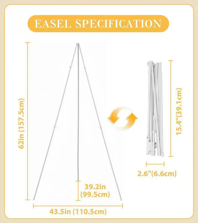 Alt view image 2 of 7 - Display Easel Stand for Sign, Lightweight Tripod with Bag, Portable Adjustable Artist Easels for Outdoor Painting Posters/Canvas/Wedding, 1PC White