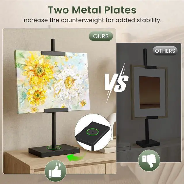 Alt view image 5 of 7 - Adjustable Tabletop Easel Stand up to 24", Stable Metal Picture Frame Stand for Display Artwork, Photo, Signs, 9.4" x 5.9" Table Top Easel for Office, Living Room, Bedroom, Black TCJ24BB