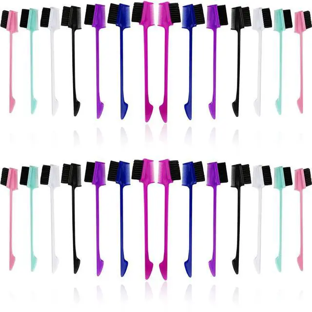 Main image of 28PCS 3 in 1 Hair Edge Brush Double Sided Hair Comb Pack Smooth Brush Comb Grooming, 7 Colors