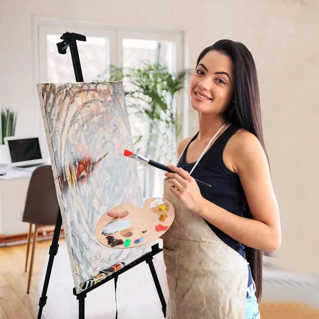 Alt view image 3 of 7 - Easel Stand for Sign and Painting: Art Portable Adjustable Metal Tripod Easels for Display Height from 17 to 66 Inch -Canvas Stand for Table-Top/Floor Paint - Gifts for Teens Art Supplies
