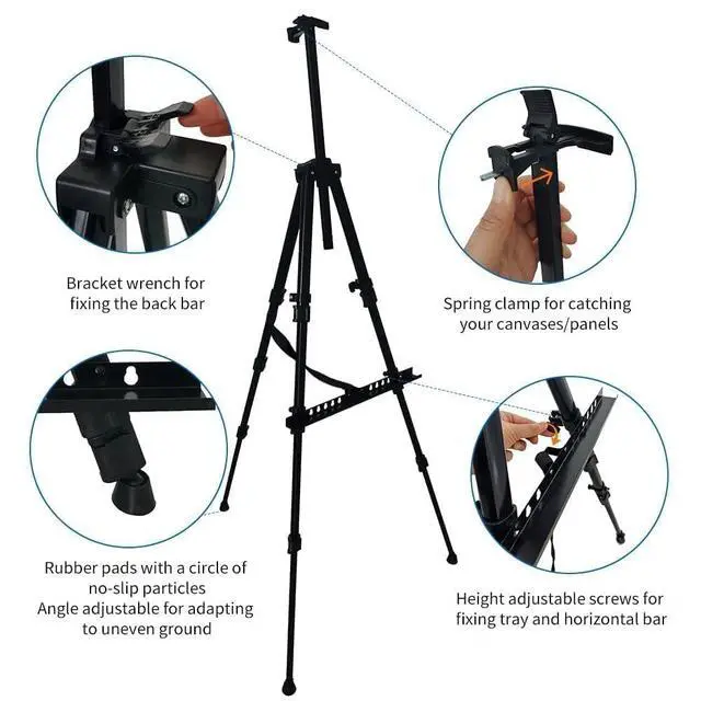 Alt view image 6 of 7 - Easel Stand for Sign and Painting: Art Portable Adjustable Metal Tripod Easels for Display Height from 17 to 66 Inch -Canvas Stand for Table-Top/Floor Paint - Gifts for Teens Art Supplies