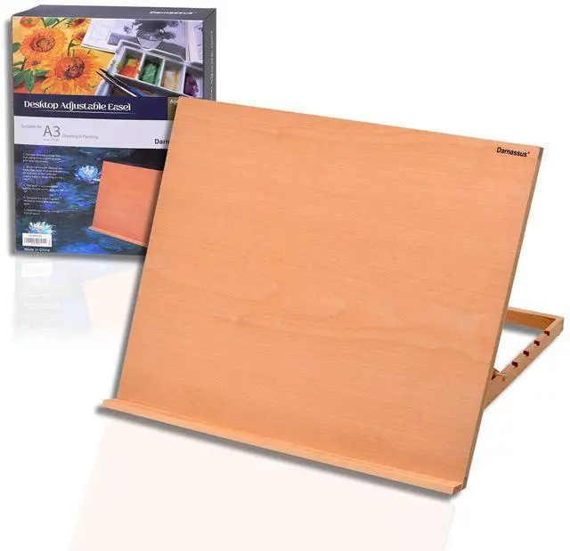 Main image of A3 Extra Large Adjustable Tabletop Painting Easel, 16.5 inch by 12.6 inch, Drawing and Sketching Board, Book Holder, Book Stands, Tilt Height Adjustable, Portable Easel Stand