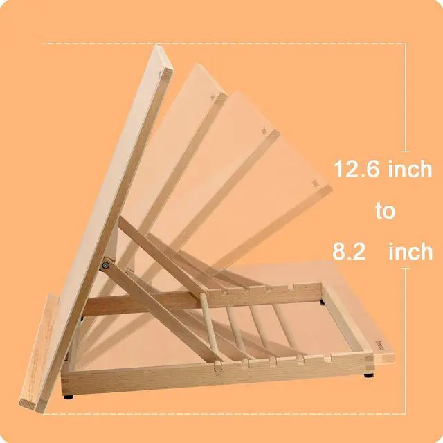 Alt view image 4 of 7 - A3 Extra Large Adjustable Tabletop Painting Easel, 16.5 inch by 12.6 inch, Drawing and Sketching Board, Book Holder, Book Stands, Tilt Height Adjustable, Portable Easel Stand