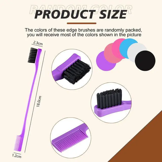 Alt view image 2 of 7 - 24 Pieces Hair Edge Brushes Double Sided Edge Hair Comb Natural Styling Eyebrow Combs, Smooth Grooming for Women, 6 Random Colors