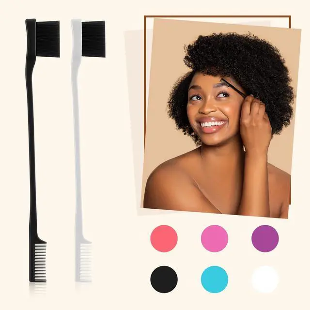 Alt view image 5 of 7 - 24 Pieces Hair Edge Brushes Double Sided Edge Hair Comb Natural Styling Eyebrow Combs, Smooth Grooming for Women, 6 Random Colors