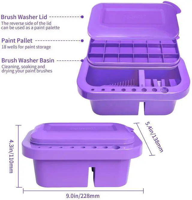 Alt view image 3 of 7 - Paint Brush Cleaner, Paint Brush Holder and Organizers with Palette for Acrylic, Watercolor, and Water-Based Paints (Purple)