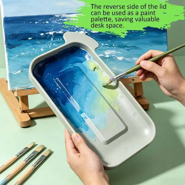 Alt view image 7 of 7 - Paint Brush Cleaner - Paint Brush Holder with Palette and Handle, Paint Brush Holder & Organizer, Rinser & Storage for Acrylic, Watercolor & Water-Based Paints, Art Supply Washer with Trays