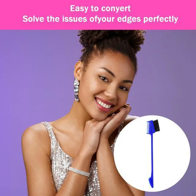 Alt view image 4 of 7 - 56PCS 3-in-1 Hair Edge Brush & Comb Set, Double-Sided Styling Tool with Soft Bristles for Smoothing Baby Hairs & Edges, 7 Vibrant Colors (Black, Pink, Rose Red, Purple, Blue, Green, White) - 8 of Each