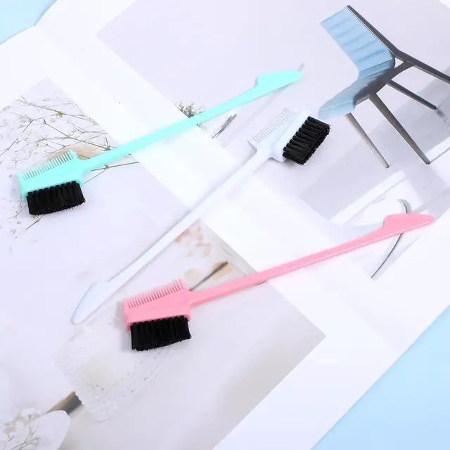 Alt view image 7 of 7 - 56PCS 3-in-1 Hair Edge Brush & Comb Set, Double-Sided Styling Tool with Soft Bristles for Smoothing Baby Hairs & Edges, 7 Vibrant Colors (Black, Pink, Rose Red, Purple, Blue, Green, White) - 8 of Each