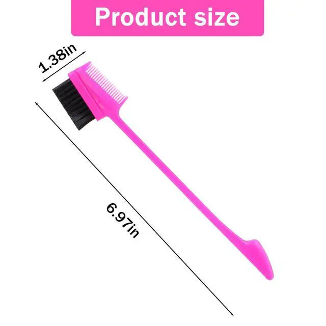 Alt view image 2 of 7 - 56PCS 3-in-1 Hair Edge Brush & Comb Set, Double-Sided Styling Tool with Soft Bristles for Smoothing Baby Hairs & Edges, 7 Vibrant Colors (Black, Pink, Rose Red, Purple, Blue, Green, White) - 8 of Each