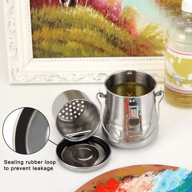 Alt view image 4 of 7 - Paint Brush Cleaner, Airtight Stainless Steel Brush Holder for Painting, 13.5oz/Medium