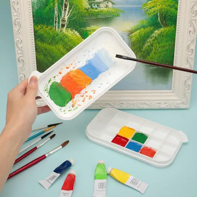 Alt view image 3 of 6 - Paint Brush Cleaner, Paint Brush Holder and Organizers with Palette for Acrylic, Watercolor, and Water-Based Paints (White)