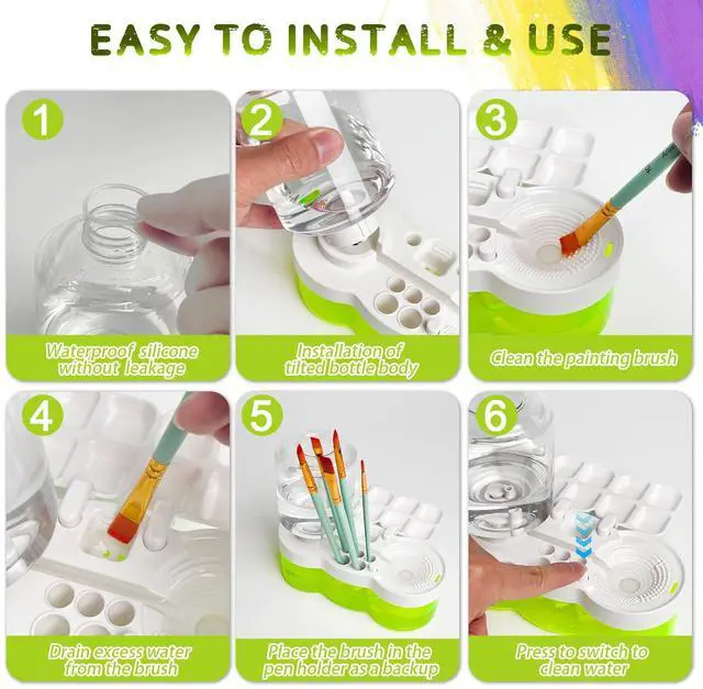 Alt view image 4 of 7 - 2025 Multifunctional Paint Brush Cleaner Brush rinse cup: Acrylic Paint brush cleaner tool Paint water cup Paint Water Dispenser Paint Brush Washer paint brushes for kids paint station art supplies