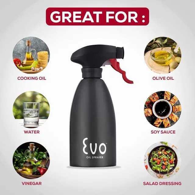 Alt view image 2 of 7 - 18/8 Stainless Steel, Non-Aerosol for Olive, Cooking Oils, and Vinegars, Black, 16-Ounce Capacity