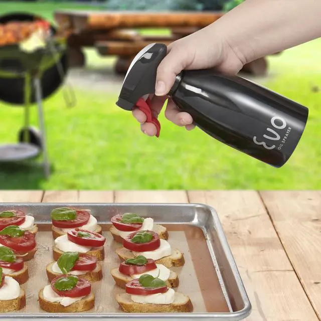 Alt view image 7 of 7 - 18/8 Stainless Steel, Non-Aerosol for Olive, Cooking Oils, and Vinegars, Black, 16-Ounce Capacity
