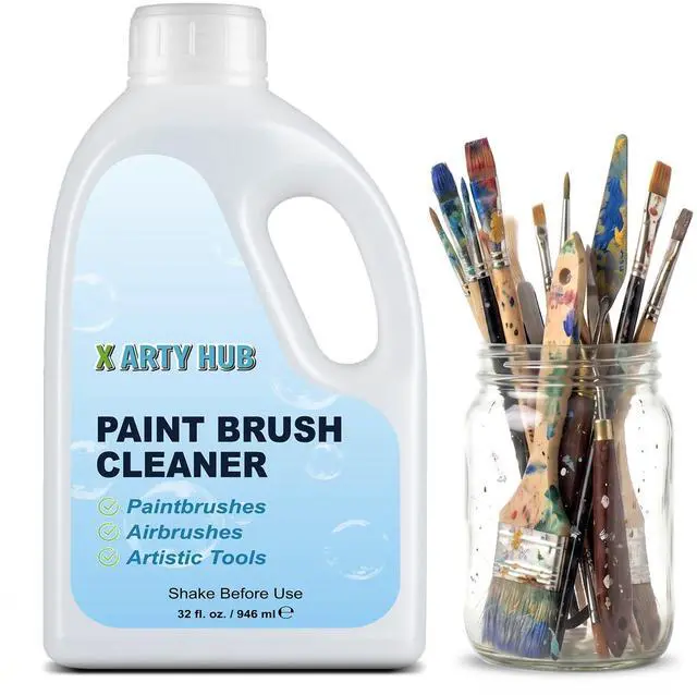 Main image of Brush Cleaner, 32 fl oz Paint Brush Cleaner for Acrylic & Water-Based Paints, Gentle Cleaning Solution for Paintbrushes, Airbrushes, and Art Tools