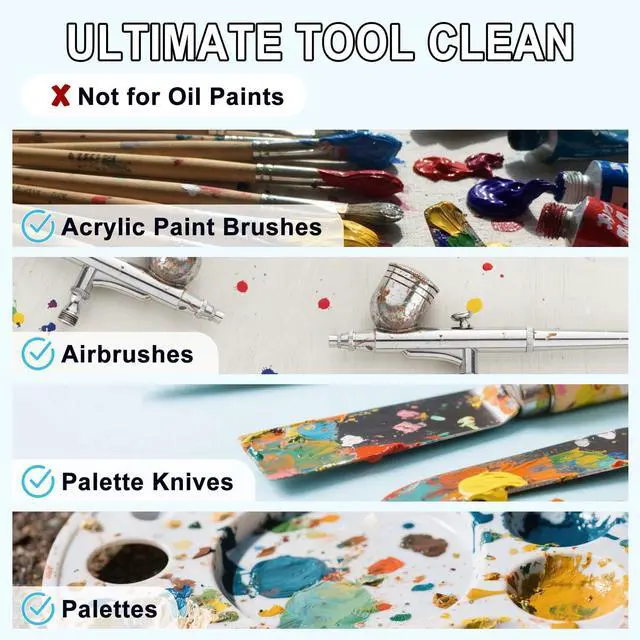 Alt view image 3 of 6 - Brush Cleaner, 32 fl oz Paint Brush Cleaner for Acrylic & Water-Based Paints, Gentle Cleaning Solution for Paintbrushes, Airbrushes, and Art Tools