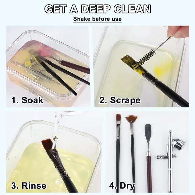 Alt view image 6 of 6 - Brush Cleaner, 32 fl oz Paint Brush Cleaner for Acrylic & Water-Based Paints, Gentle Cleaning Solution for Paintbrushes, Airbrushes, and Art Tools