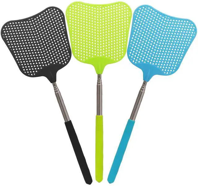Main image of 3 Pack Telescopic Fly Swatter, Plastic Fly Swatter Heavy Duty Set, Manual Flyswatter with Stainless Steel Telescopic Handle for Indoors/Classroom/Office (Style1)