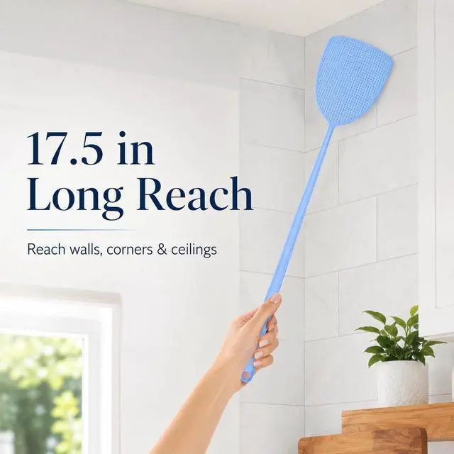 Alt view image 2 of 7 - Fly Swatter 3 Pack, 17.5-Inch Long Handle, Assorted Colors