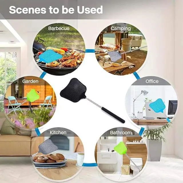 Alt view image 2 of 7 - Fly Swatter, Elescopic Fly Swatters, FlySwatter for Indoor Outdoor Classroom with Stainless Steel Handle 1PCS