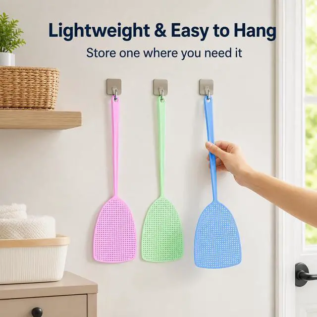Alt view image 5 of 7 - Fly Swatter 3 Pack, 17.5-Inch Long Handle, Assorted Colors