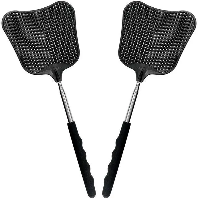 Main image of 2-Pack Heavy Duty Telescopic Swatters Durable Plastic Paddle with Extendable Stainless Steel Handle for Home, Office, and Outdoor Use