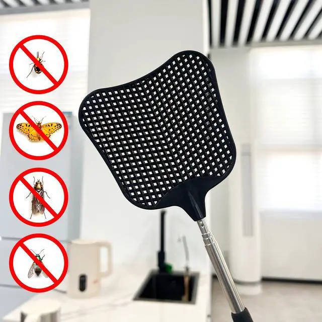 Alt view image 6 of 7 - 2-Pack Heavy Duty Telescopic Swatters Durable Plastic Paddle with Extendable Stainless Steel Handle for Home, Office, and Outdoor Use