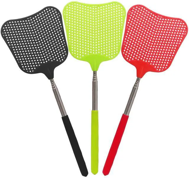Main image of 3 Pack Telescopic Fly Swatter, Plastic Fly Swatter Heavy Duty Set, Manual Flyswatter with Stainless Steel Telescopic Handle for Indoors/Classroom/Office (Style2)