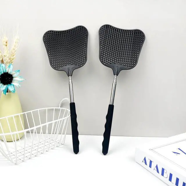 Alt view image 7 of 7 - 2-Pack Heavy Duty Telescopic Swatters Durable Plastic Paddle with Extendable Stainless Steel Handle for Home, Office, and Outdoor Use