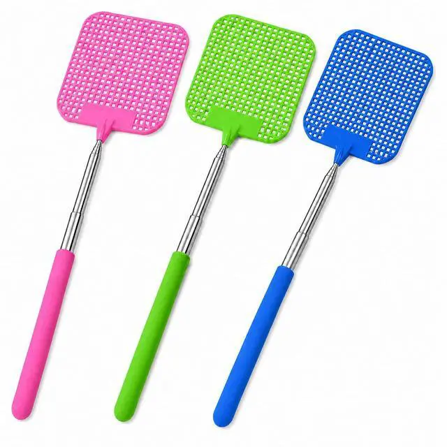 Main image of Telescopic Fly Swatter 3 Pack, 28.3-Inch Stainless Handle