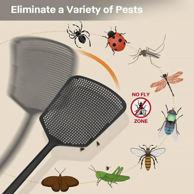Alt view image 5 of 7 - Fly Swatters-Hiway 4 Pack One-Solid Piece Heavy Duty Fly Swatters with Bigger Paddle that Work for Indoor and Outdoor